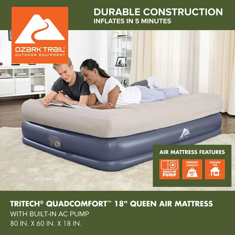 Free Shipping! Ozark Trail Queen Air Mattress with Pump, 18 Inch