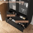 thumbnail image 6 of Arched Kitchen Pantry Cabinet & Display Cabinet with Glass Doors, 4 Shelves, 2 Drawers, Solid Wood Legs, 71 inches in Height, Suitable for Kitchen, Bedroom and Living Room, for Easy Storage, 6 of 13