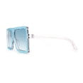 thumbnail image 4 of Girls Child Size Large Rhinestone Studded Flat Top Square Mob Sunglasses Clear Blue, 4 of 4