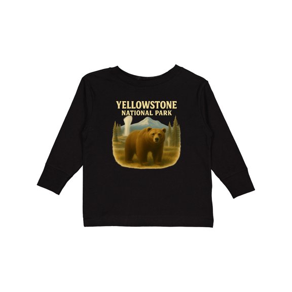 Inktastic Yellowstone National Park Bear Art Boys or Girls Long Sleeve Toddler T-Shirt