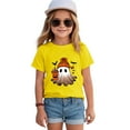 thumbnail image 5 of CAUYDY Toddler Baby Girl Halloween Shirt Cute Ghost Pumpki T-Shirt Kids Spooky Season Short Sleeve Tee Fall Tops(Yellow,5-6 Y), 5 of 5