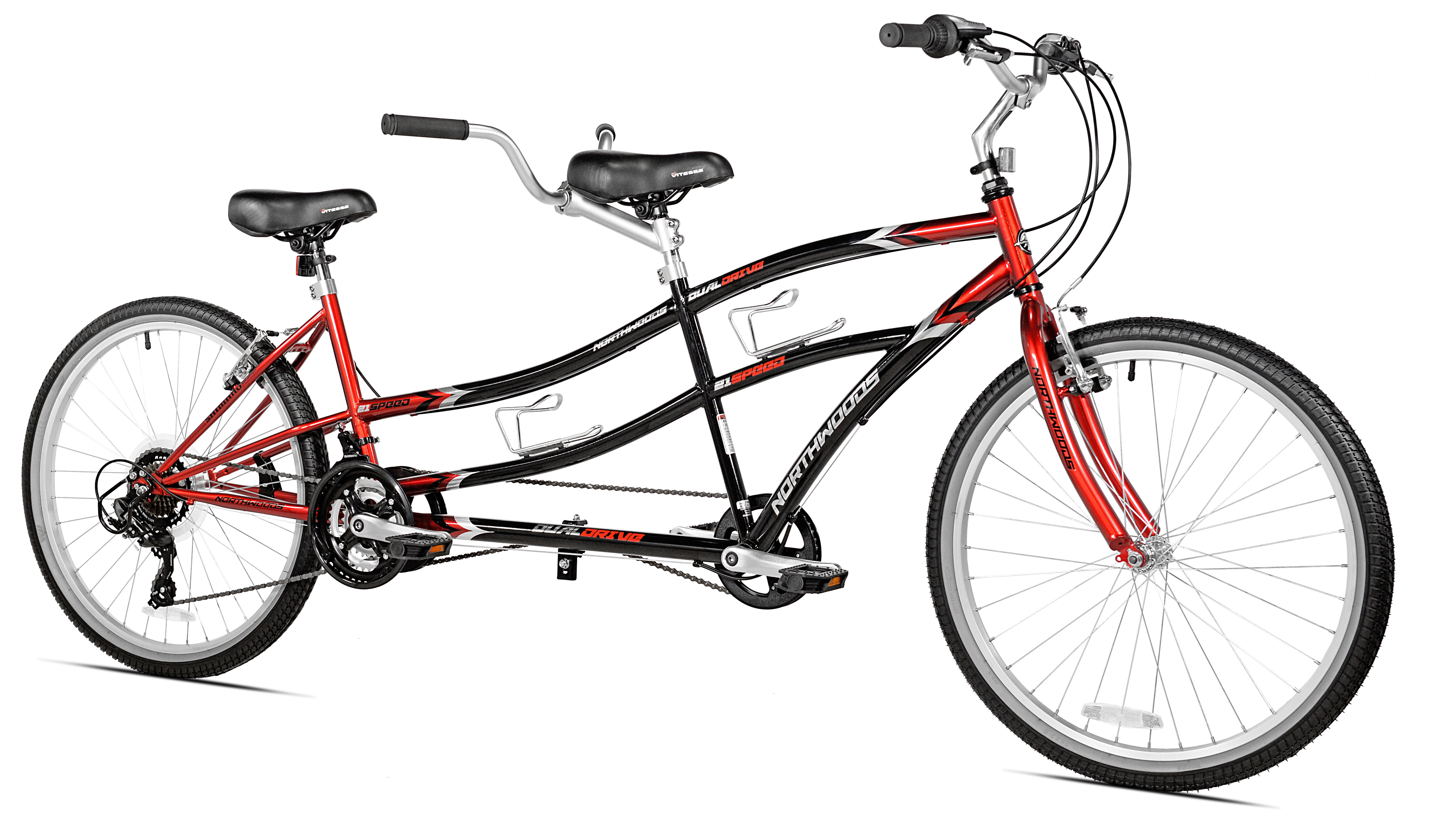 26 inch Northwoods 21-Speed Dual Drive Tandem Bike with Revo Twist Shifters, Reliable Alloy