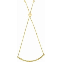 Floreo 14k Yellow Gold Diamond Cut Bar Adjustable Box Link Friendship Bolo Bracelet Extendable 9.25 Inch