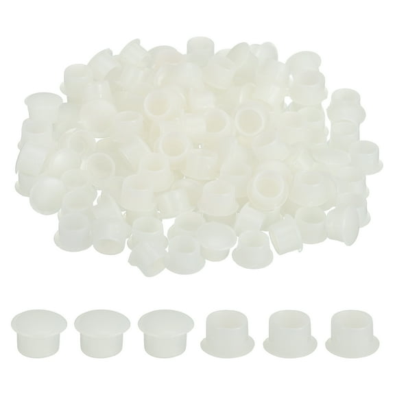 Uxcell 250Pcs Plastic Hole Plugs, 1/2" x 5/16"(DxH) Hole Cover Tubing End Cap for Round Holes(10mm), Cabinet Furniture Cupboard Shelves, Clear White