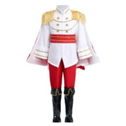 IBTOM CASTLE Boys Prince Charming Costume Halloween Cosplay Dress up Birthday Party Medieval Royal Prince Outfits for Toddler Child 4-5 Years Red 7pcs