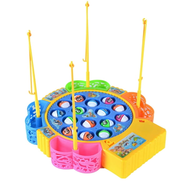 Hearth & Gear Children's Educational Fishing Game Toy Set With Musical Rotating Board Includes 15 Fishes And 4 Fishing Rods Great Toys For Toddlers Board Games for Toddlers 2-4 Years Computer for