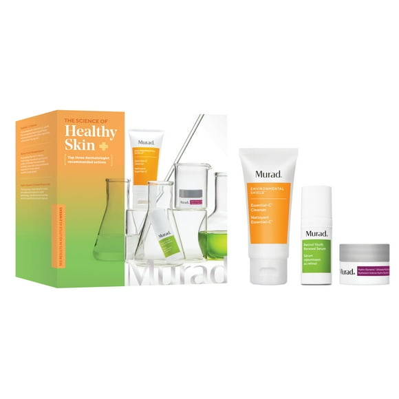 Murad Top 3 Derm-Recommended Actives - 3-Piece Trial Kit ($61 Value) - Daily Skincare Regimen - Ess-C Cleanser 2Fl Oz, Retinol Serum 0.33Fl Oz, Hydro Dynamic Moisturizer 0.25Fl Oz