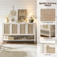 thumbnail image 3 of SICOTAS 55 Inch  Wide TV Cabinet for 55 65 Inch TV, Rattan Media Console Cabinet with 4 Doors & Adjustable Shelves, Boho Enterment Center for Living Room, Cream White, 3 of 10