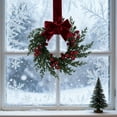 thumbnail image 2 of Shoreew Artificial Christmas Wreath for Front Door 10 Inch Winter Greenery Wreath with Red Berries And Velvet Bow for Holiday Farmhouse Indoor Outdoor Porch Wall Fireplace Decor, 2 of 7
