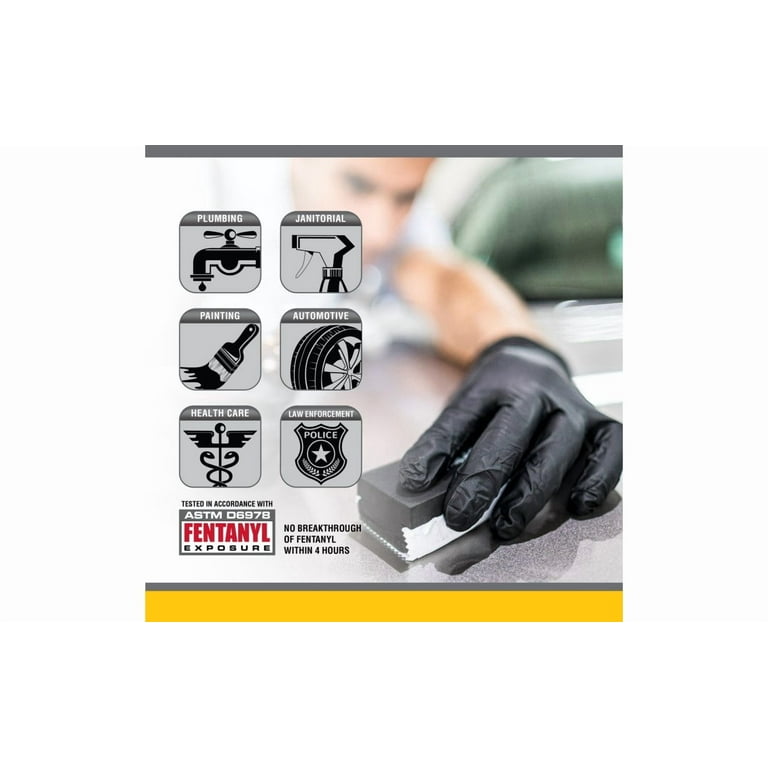 Raven Powder-Free Exam Grade Nitrile Disposable Gloves, Black, 7