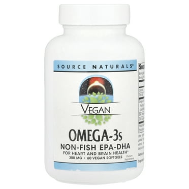 Source Naturals Vegan Omega-3s, Non-Fish EPA-DHA, for Heart and Brain Health Support* 300 mg - 60 Vegan Softfgels