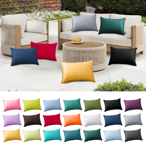 Dmlowu Waterproof Rectangle Pillow Covers, Solid Color Cooling Outdoor Pillow cases for Patio Garden Chair, Long Backrest Throw Pillow Covers, Home Decor