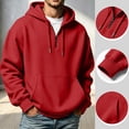 thumbnail image 2 of Resicozy Men's Quarter Zip Pullover Hoodies Half Zip Hoodie Long Sleeve Drawstring Hoodie Casual 1/4-Zip Sweatshirt with Pockets Red 3XL, 2 of 6
