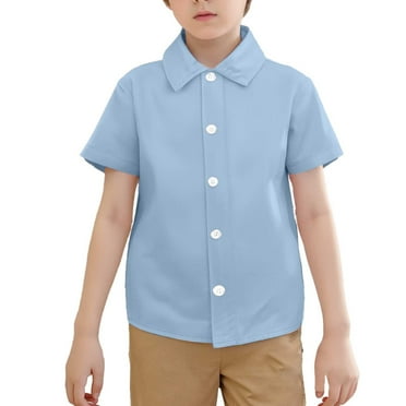 MEZZALL Toddler Boys Girls Blouse Short Sleeve Summer Casual Gentleman Tops Beach Holiday Solid Color Shirts Blouse Trendy Baby Wear 3-4Y