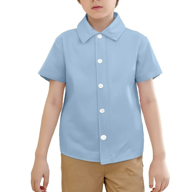 Chemises à Boutons pour Filles Chemise Habillée Bleue pour Garçons Chemise à Boutons Tenue Formelle pour Garçons Chemises d'Uniforme pour Garçons 6-7 Ans Garçons Filles Mode