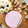 thumbnail image 2 of Pink White Stripe Round 13 Inch Placemats Set of 6, Modern Minimalist Geometric Striped HeatResistant Non Slip Place Mats for Dining Table, Wipeable Braided Kitchen Table Mats for Housewarming, 2 of 9
