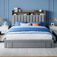 thumbnail image 6 of EnHomee Upholstered Full Size Bed Frame with Headboard and Storage, Sturdy Full Bed Frame with 3 Drawers, No Noise, Grey, 6 of 8