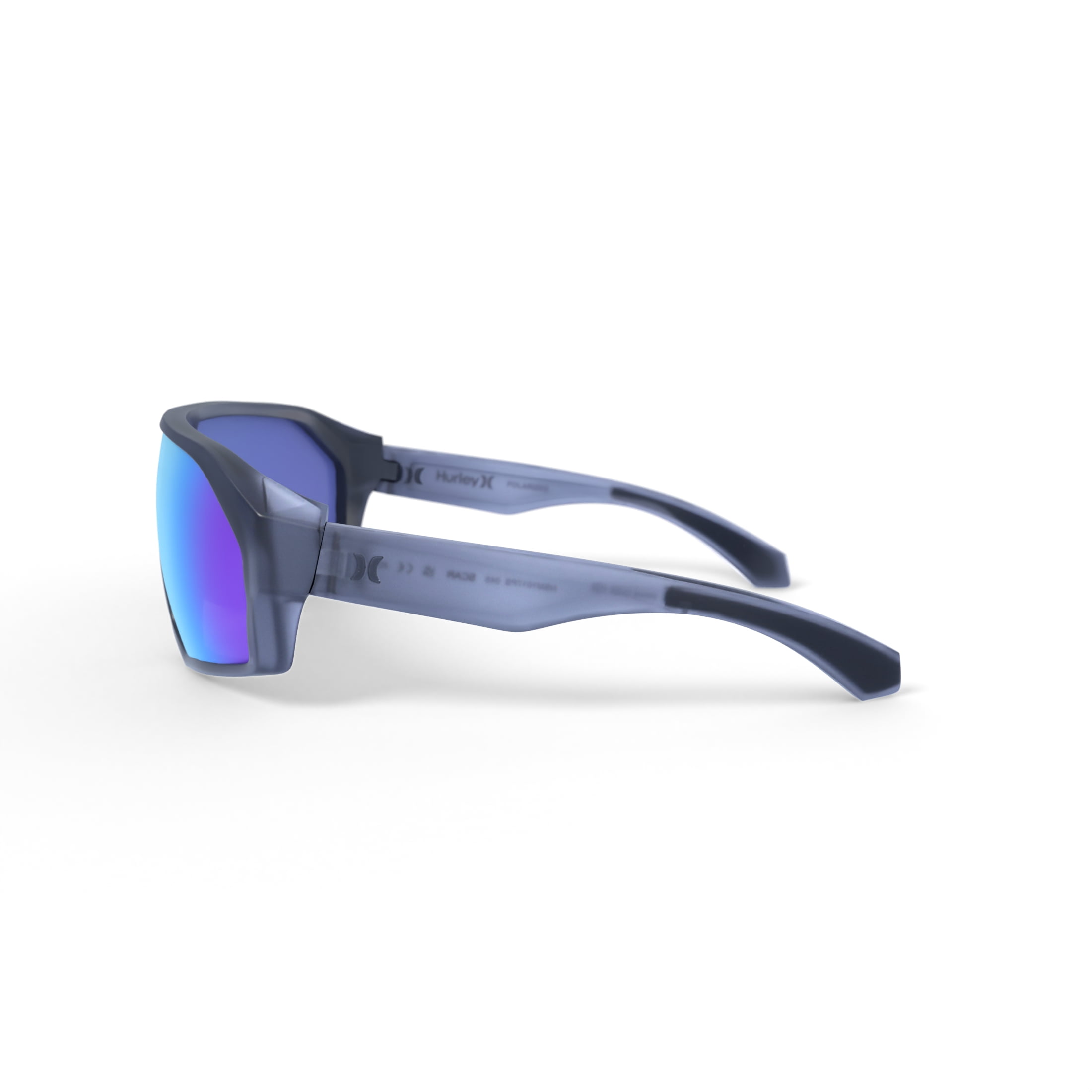 Hurley mens shield sunglasses, Scar - HSM1017PS - matte gray frame/ice blue mirror polarized lens + ar coating