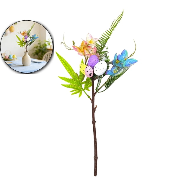 Artificial Easter Egg Picks 13.7inch Easter Egg Tree Branches Spring Floral Picks Easter Stems for Spring Party Flower Arrangement Wreath Decor