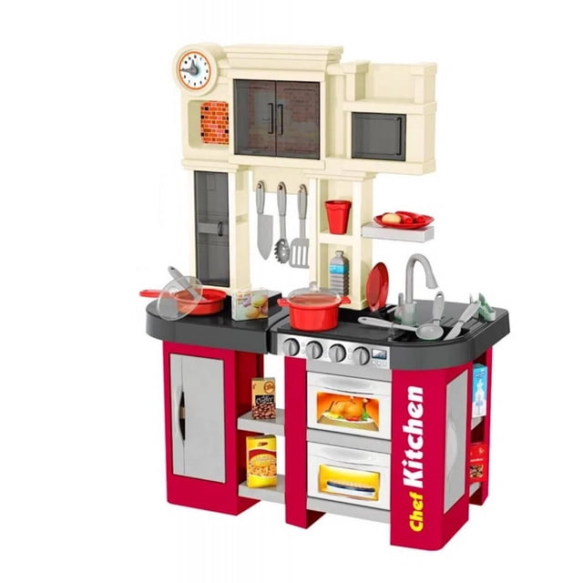 Cocina de Juguete The Baby Shop - 922-102-103 con 58 accesorios Rojo - con luz y sonido