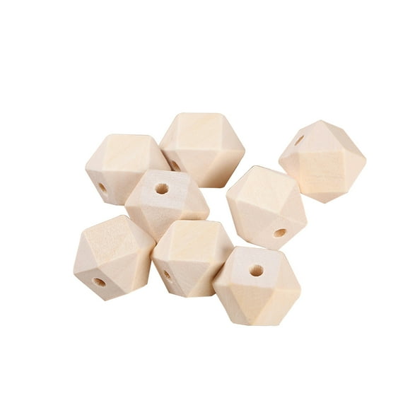 CIMAXIC 100 Pcs Perles en Bois de Couleur Naturelle Non Finies Perles d'Espacement Octogonales pour Projet d'Artisanat Fabrication de Bijoux (12mm), 0.55"X0.47"X0.47 Pouces