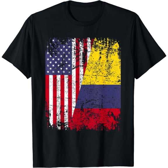 COLOMBIAN ROOTS | Half American Flag | COLOMBIA T-Shirt