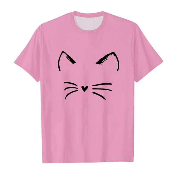 TAIAOJING Girls Short Sleeve Tops Toddler Boys Prints Cat Prints T Shirt Tops Clothes 3-4 Years