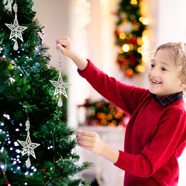 Hogar y cocina, Decoración del hogar, Adorno para árbol de Navidad, Colgante de copo de nieve navideño, Campanas de hierro, Estrella explosiva, Adornos para árbol de Navidad, Decoración navideña para