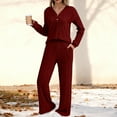 thumbnail image 4 of UAMVSH Womens Lounge Sets 2 Piece Outfits Soft Long Sleeve Ribbed Knit Tops and Pants Set Button V Neck Casual Sweatsuits with Pockets, 4 of 7