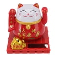 thumbnail image 3 of Solar Arm Waving Fortune Cat, Ideal Gifting Red Lucky Cat Mascot Statue Cute  For Home Decor, 3 of 8