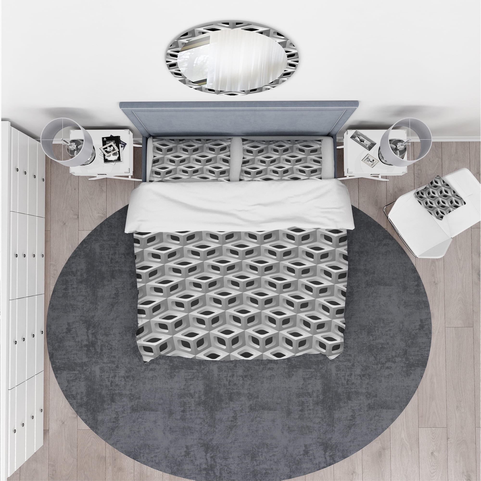 Designart '3D Lattice Pattern' Scandinavian Duvet Cover Set