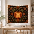 thumbnail image 5 of Ornate Pumpkin with Floral Vines Against Dark Background, Majestic Illustration for Nature Lovers, Botanical Wall Art, Thanksgiving Gift, Tapestry Wall Hanging for Bedroom and Living Room, 5 of 7