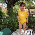 thumbnail image 3 of Shalofer Bebé Niñas Un Año Trajes Primer Cumpleaños Mameluco Lindo Volantes Sin Espalda Mono Con Diadema (Amarillo 6-12 Meses), 3 of 5