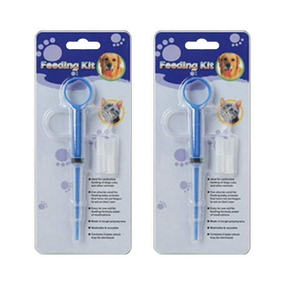 1 Packs Pet Pill Syringe Feeder Kit with Soft Tips - Medicine Dispenser for Dogs Cats Rabbits - Reusable Silicone Tube for Pills & Liquid - 5.9 Inch Safe Feeding Tool