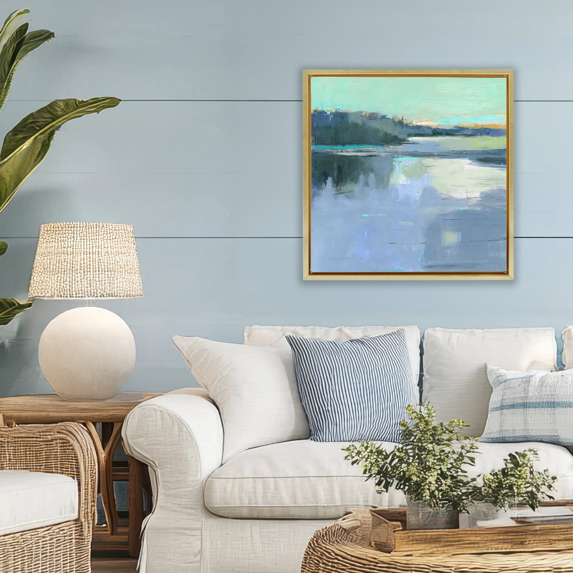 Stupell Industries Brave Boat Harbor Gold Framed Floater Canvas Wall Art, design by Kathleen Robbins