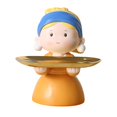 thumbnail image 1 of Figura decorativa de niña con pendientes de perla, bandeja de tocador, cosmética de frutas. 18cmx17cmx21cm, 1 of 9