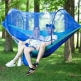 thumbnail image 5 of Camping Hammock with Mosquito Net, Hammocks with Tree Straps Carabiners, 1 & 2Persons Outdoor Portable Tree Straps Swing Hammock, Nylon Parachute Material Hammocks, Blue, 5 of 6