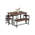 thumbnail image 1 of Ourlova 63 Inch 5 Piece Extendable Dining Table Set For 4 To 8 Modern Space Saving Kitchen Table With 2 Benches and 2 Stools Farmhouse Style Dining Room Furniture Set, 1 of 7