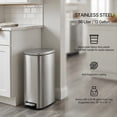 thumbnail image 4 of Innovaze 13 Gallon/50 Liter Slim Stainless Steel Step-on Trash Can for Kitchen Laundry Room, Silver, 4 of 12