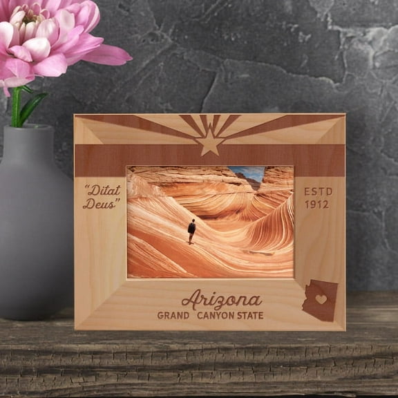 Arizona Personalized Wooden Frame-5" x 3 1/2" Brown Horizontal