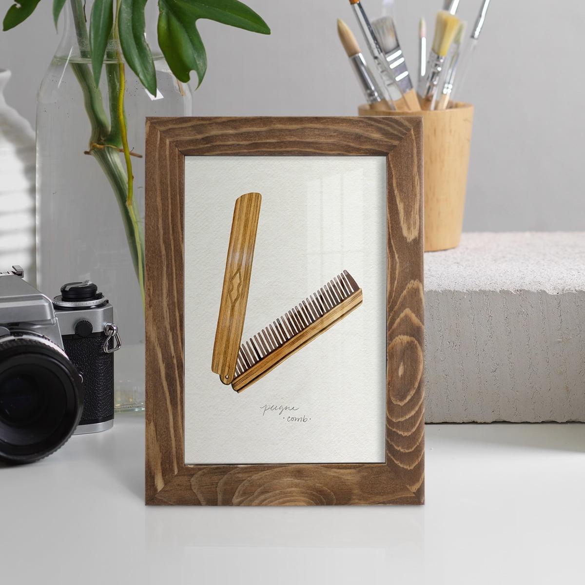 Gilded Toiletries IV - Framed Print w/glass - Walnut