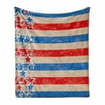 thumbnail image 1 of 4th of July Soft Flannel Fleece Blanket, Stars and Stripes Abstract Design Patriotic Theme with Grunge Look, Cozy Plush for Indoor and Outdoor Use, 50" x 60", Blue Beige and Scarlet, by Ambesonne, 1 of 6