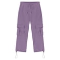 thumbnail image 4 of CPNG Men Wide Leg Cargo Pants Baggy Straight Leg Sweatpants Drawstring Cinch Bottom High Waisted Pants Trendy Casual Baggy Joggers Pants with Pockets, 4 of 6