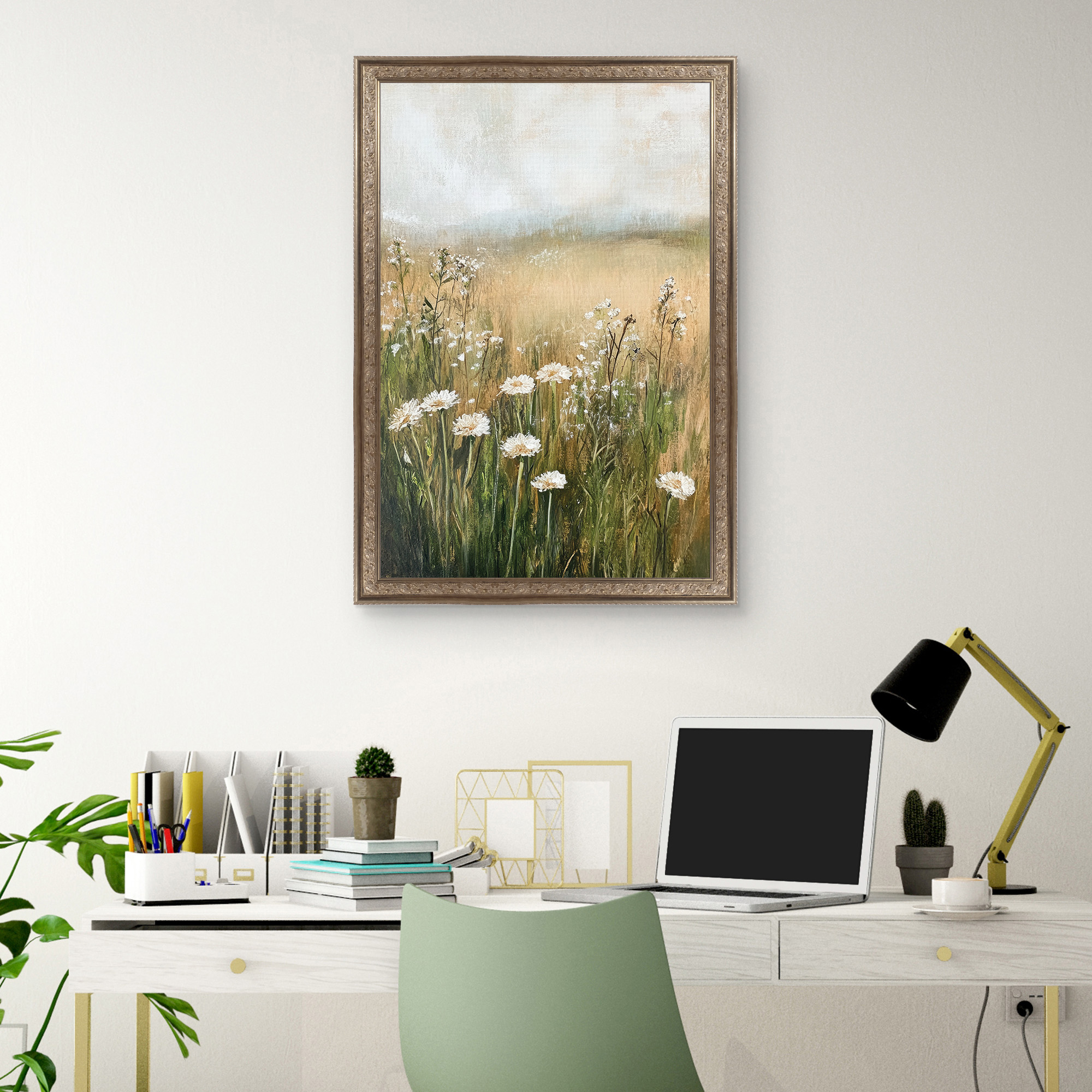 A Few White Flowers Framed Canvas