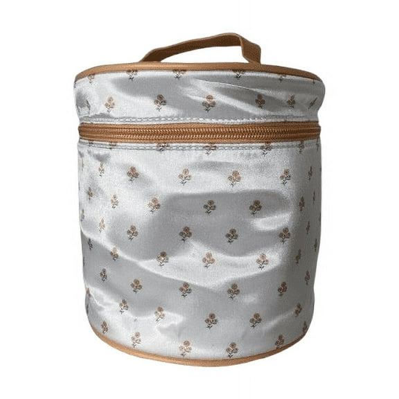 ULTA Beauty White Peach Floral Satin Makeup Bag