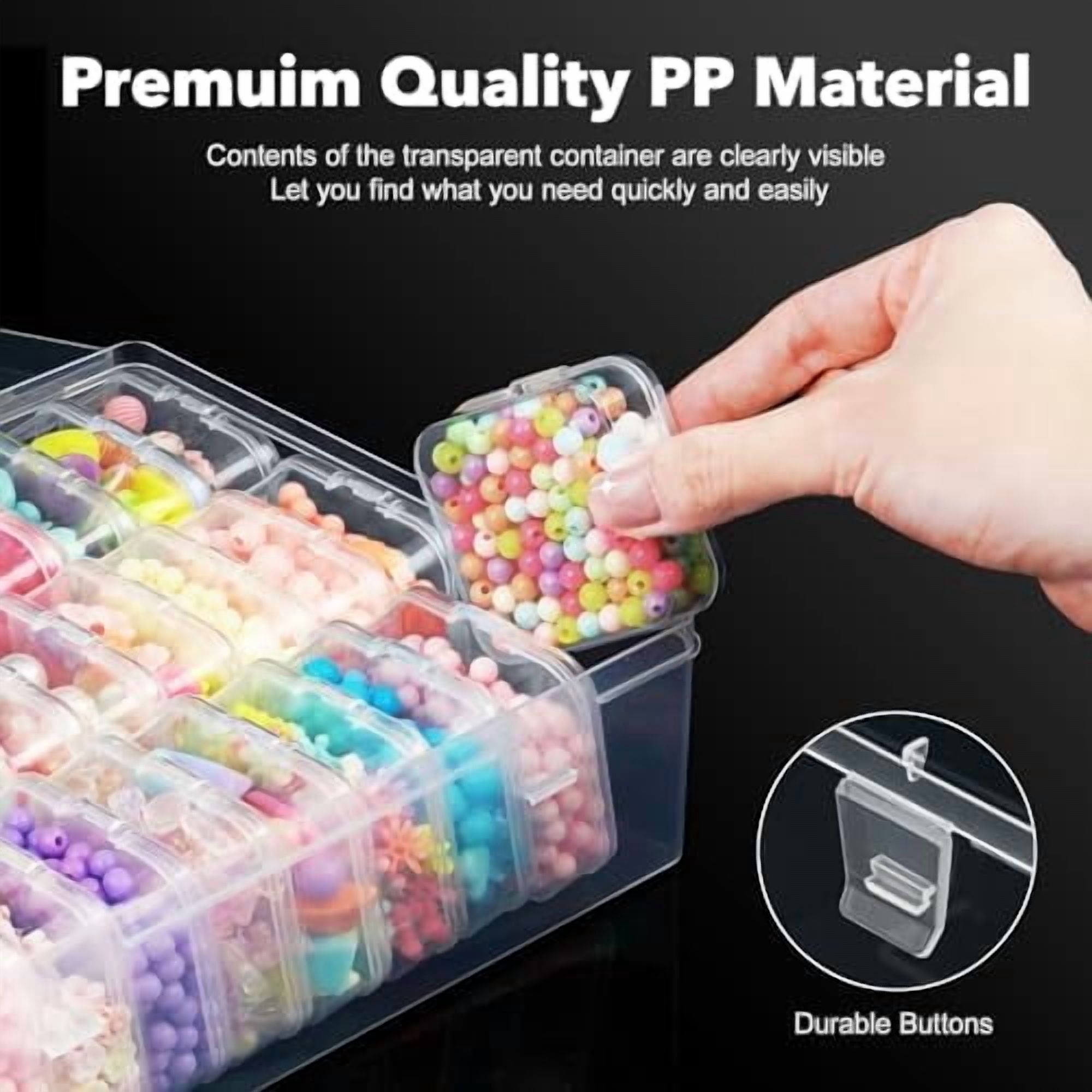 Bead Organizer Box, 62 Pcs Small Bead Organizers and Storage Plastic Cases, Mini Clear Diamond Painting Storage Containers Boxes with Hinged Lid for Jewelry, Bracelet, Seed, DIY Crafts