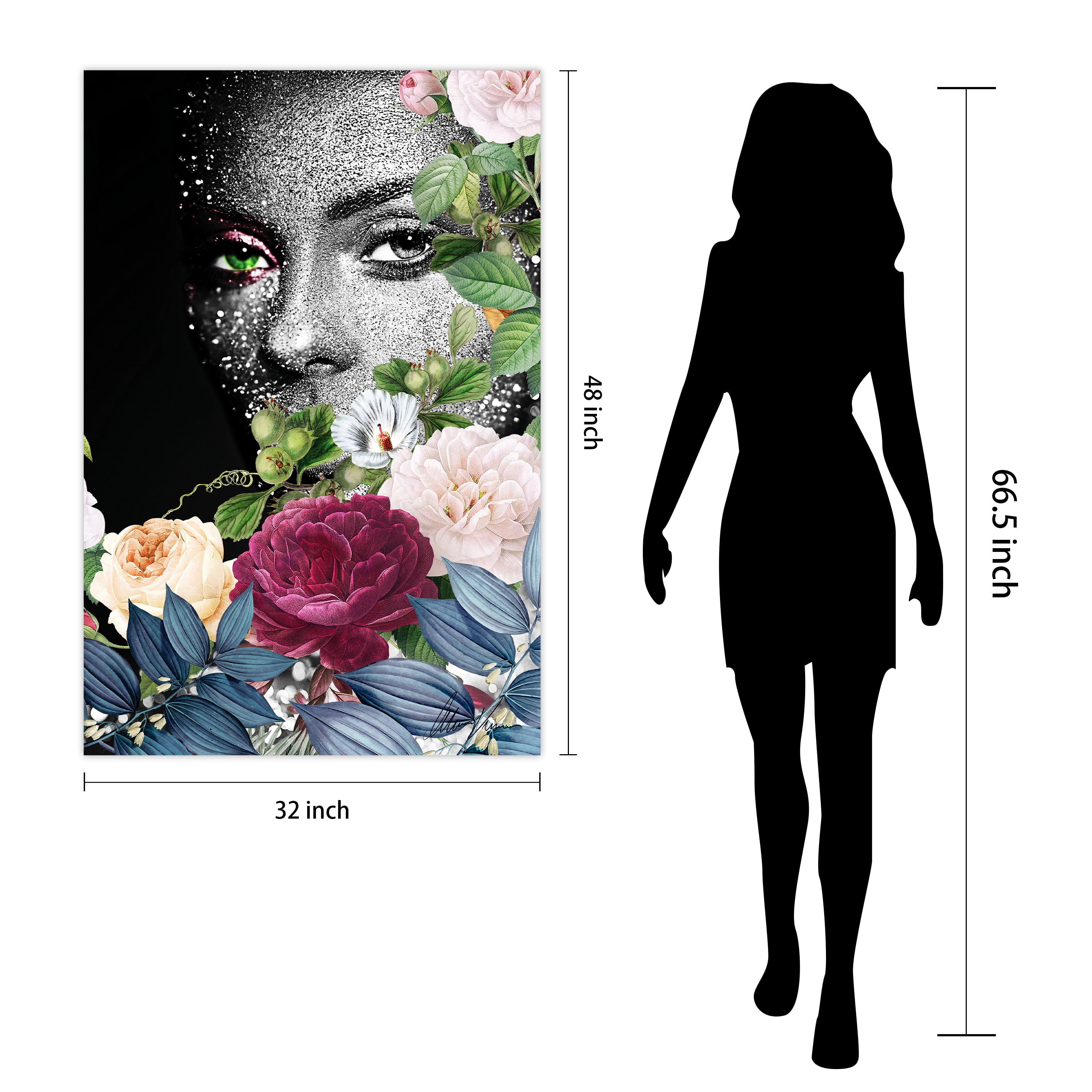 Earth Goddess Frameless Free Floating Tempered Glass Panel Graphic Wall Art , 48" x 32" each