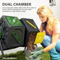 thumbnail image 3 of CoSoTower Rotating Composter, Dual Chamber Compost Bin with 24 Vents and Steel Legs, 34.5 Gallon, Yellow and Green, 3 of 7