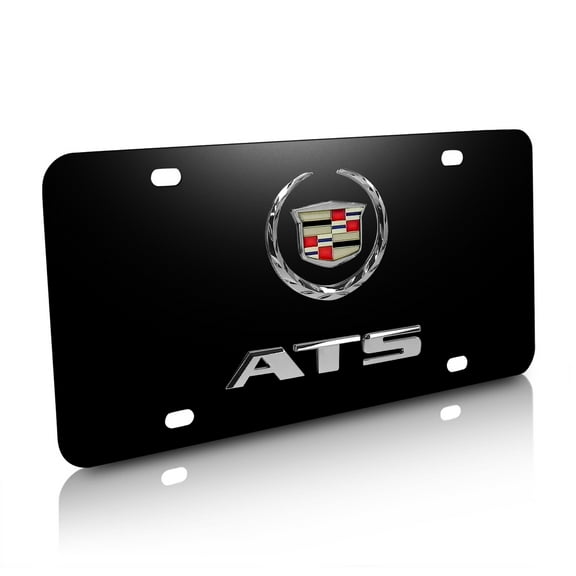 Cadillac ATS 3D Dual Logo Black Stainless Steel License Plate