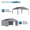 thumbnail image 4 of Dateyes  20x20ft Heavy Duty Carport Canopy, Portable Outdoor Garage with Removable Sidewalls & Roll-Up Doors, All-Weather Car Shelter for Cars, Boats, Trucks and Tools Storage, Gray, 4 of 9